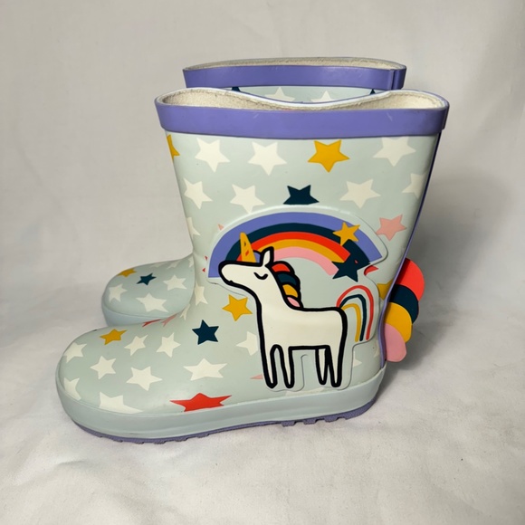 Marks & Spencer • Unicorn Rainbow Rain boots • size Y13 - Picture 4 of 5